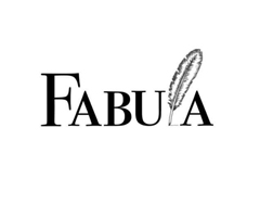 Logo med teksten "FABU A" og en fjer som grafisk element på lys baggrund.