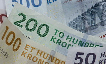 Billedet viser forskellige danske pengesedler