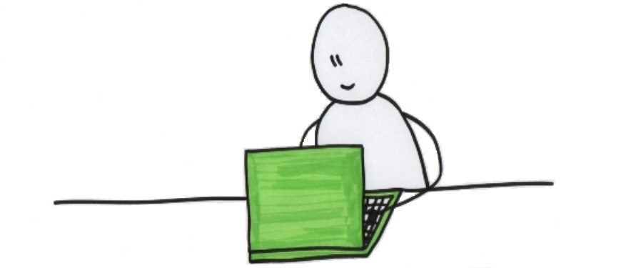 Person, som skriver på sin computer